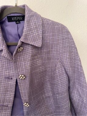 Kasper Lilac Tweed Pearl-Button Blazer